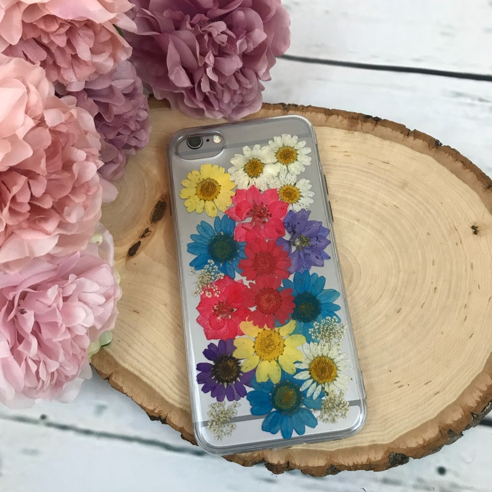 Beautiful Hand Pressed Multi Color Flower iPhone Case - Picture 5 of 7
